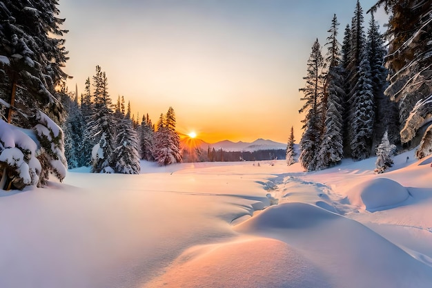 雪、自然の背景