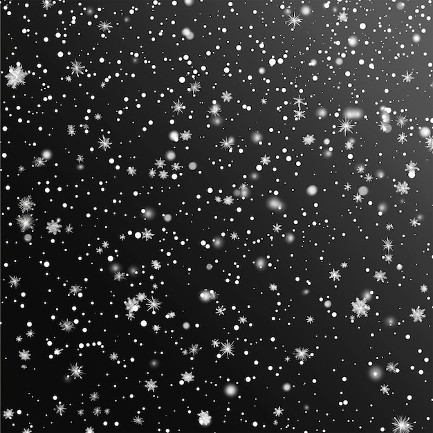 透明な背景に孤立して落ちる雪の粒子