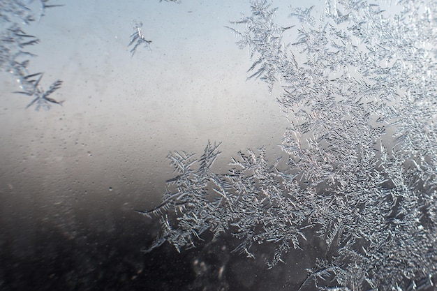 Snow pattern on the glass from frost