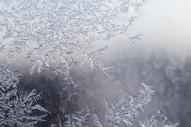 Snow pattern on the glass from frost