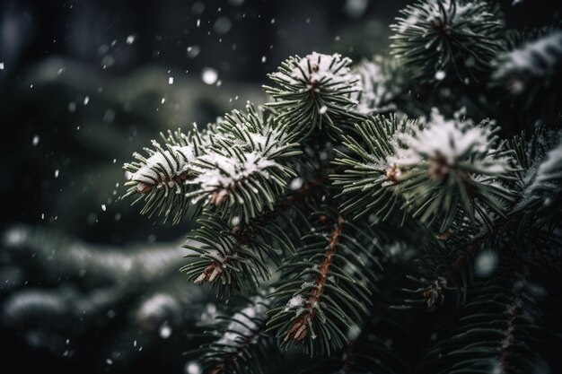 松の木に雪が降る
