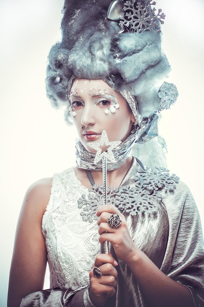 Snow Queen over white background