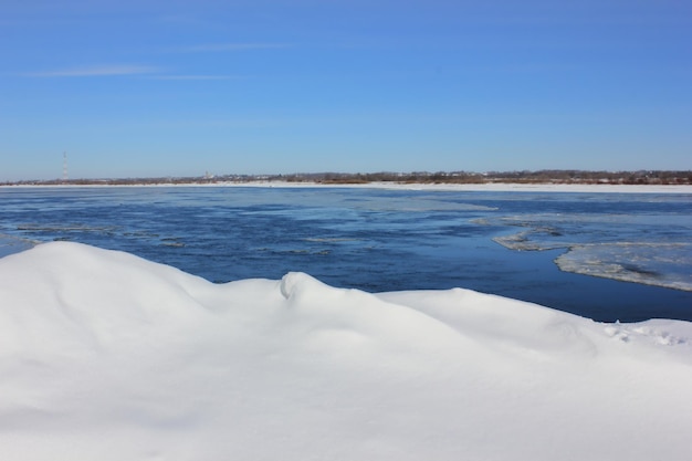 Snow and river