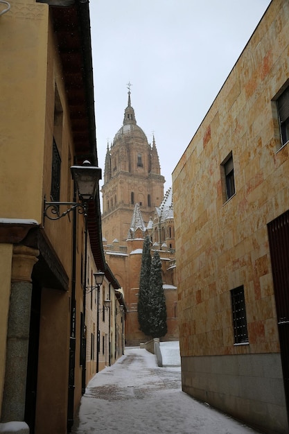 スペインのサラマンカ市の雪は非常にまれな出来事です