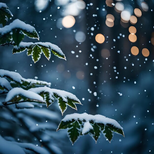 写真 葉の上の雪の背景