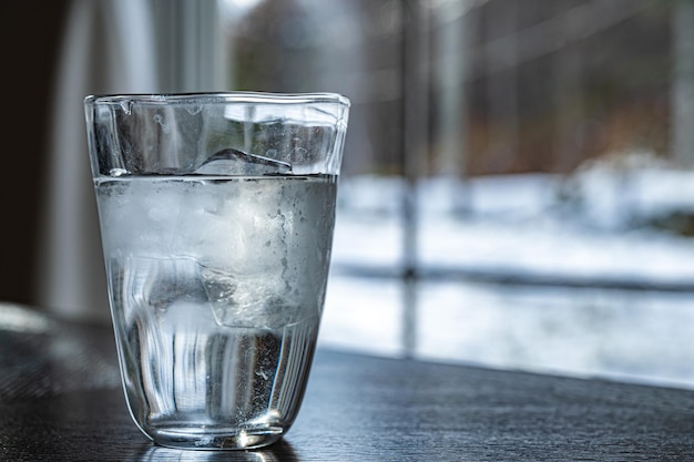 Snow scene and cold water