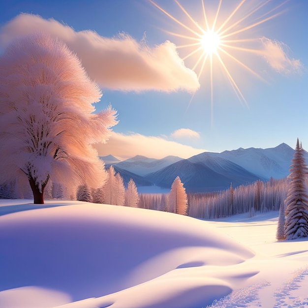 Snow and Sunshine Background Wallpaper Desktop