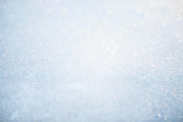 Snow texture background. Frosty winter background, light blur, bokeh. Natural White Snow Powder