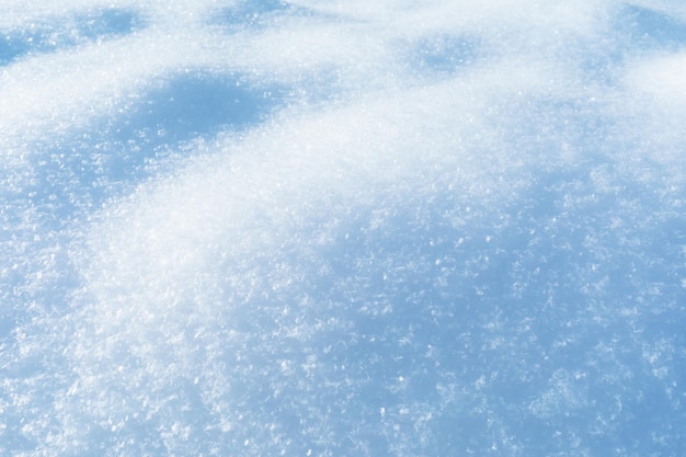 Snow texture illuminated by sunlight, snow background