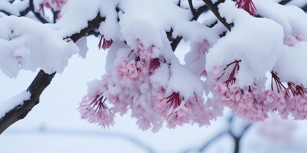 木の枝に雪が降る