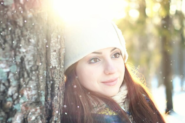 Snow winter portrait female