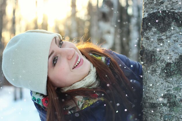 Snow winter portrait female