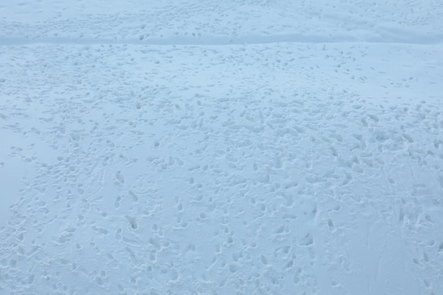 Neve con tante impronte di piedi umani