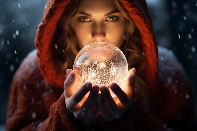 Snow woman crystal ball