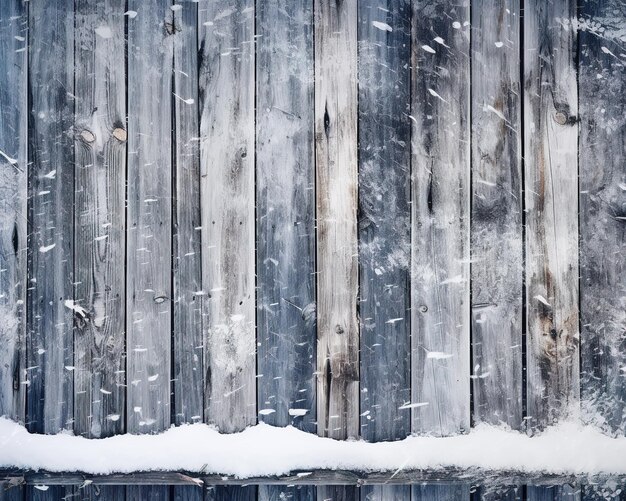 木の柵を背景に木の柵に雪が降ります。