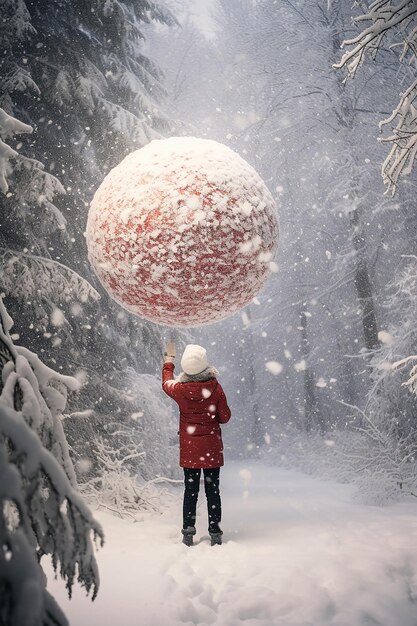 Photo the snowball effect creative photoshoot about winter and snow