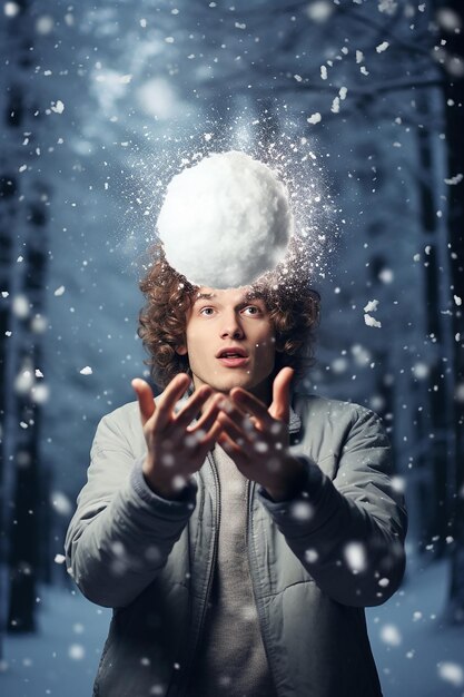 The snowball effect creative photoshoot about winter and snow