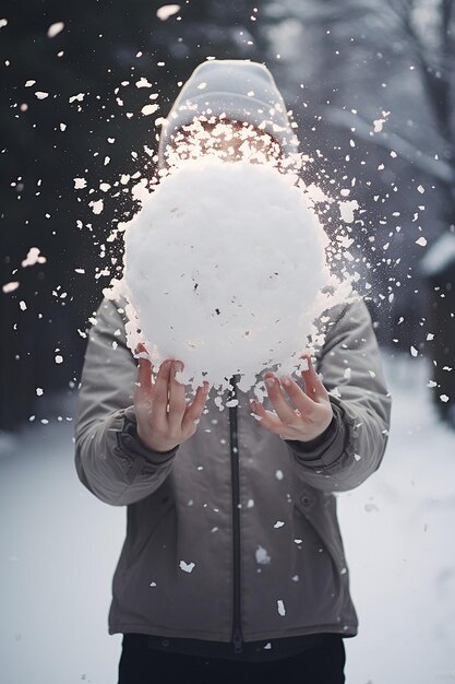 Foto l'effetto palla di neve servizio fotografico creativo sull'inverno e la neve