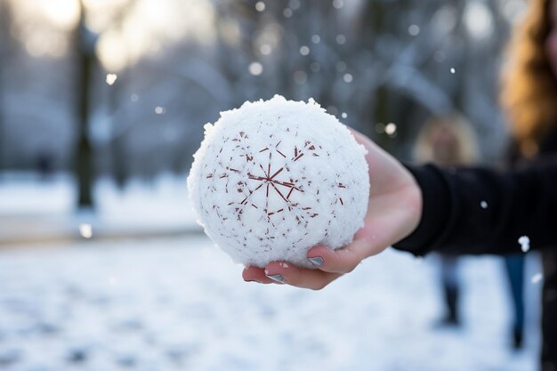 Foto una palla di neve pronta per essere lanciata