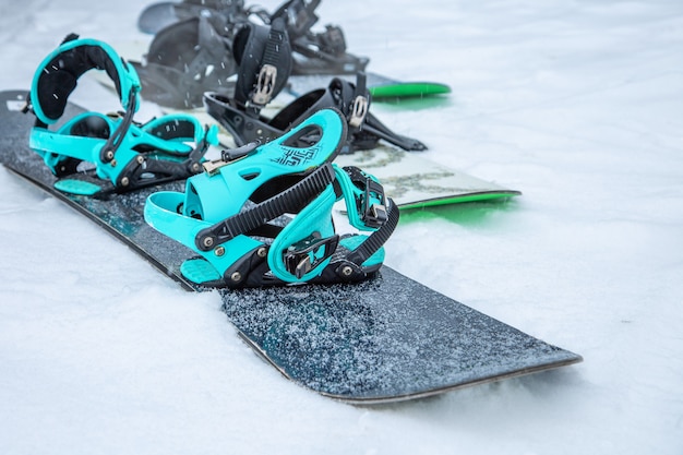 Snowboard on snow wall