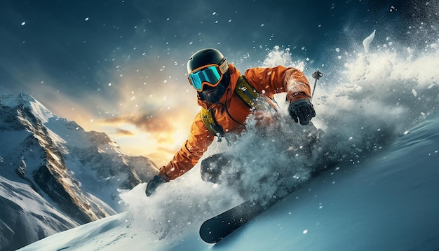 snowboarden skiën dynamische fotoshoot in de sneeuw