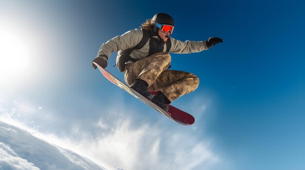 Snowboarder die een luchttruc uitvoert op een halfpipe