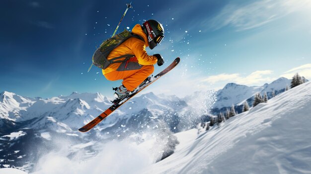 snowboarder die in de lucht springt Generatieve Ai