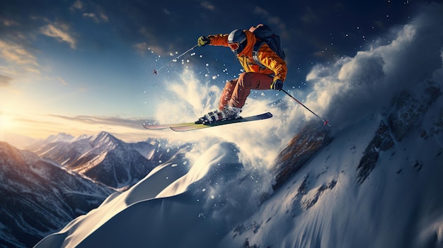 snowboarder jumping in the air Generative Ai