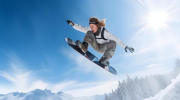 Photo snowboarder performing an aerial trick on a halfpipe