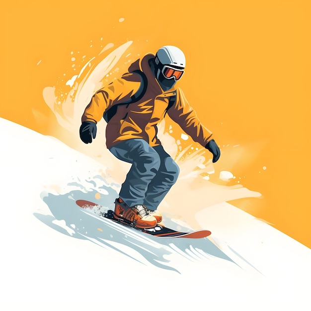 Snowboarder snowboarding illustration design in Snowy Winter Season Adventure Extreme sports