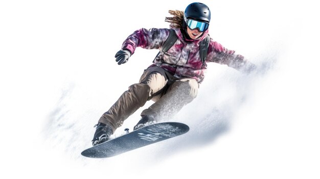 a snowboarder wearing a helmet and goggles is riding a snowboard.