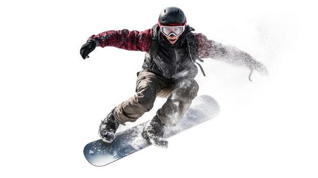 a snowboarder wearing a helmet and goggles is riding a snowboard.