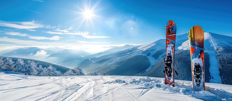 Foto snowboarders op de berg