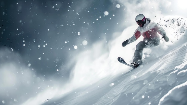 Snowboarding advertisment background with copy space