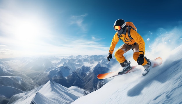 スノーボード スキー 雪の上でダイナミックな写真撮影