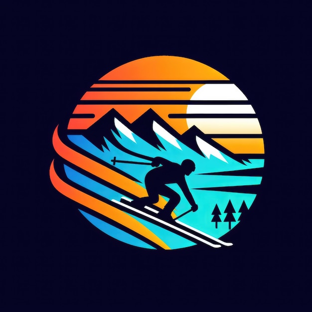 Foto snowboarding winter sport logo sjabloon ontwerp kleurrijk