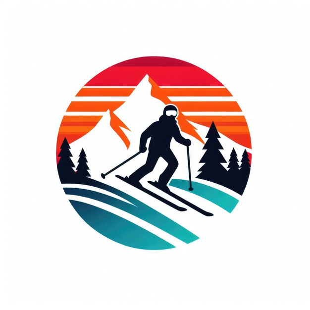 사진 스노우보드 겨울 스포츠 로고 템플릿 디자인 다채로운