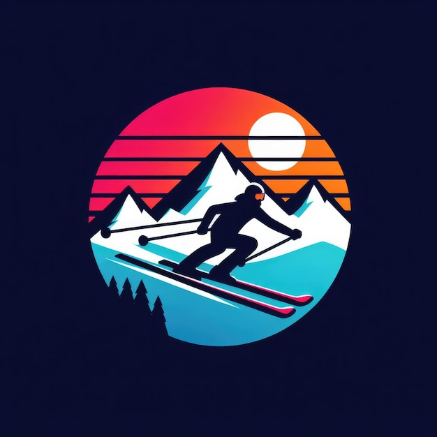 Snowboarding Winter Sport Logo template design colorful