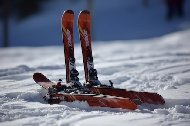 Foto snowboards op de skipiste sneeuwtoerisme concept