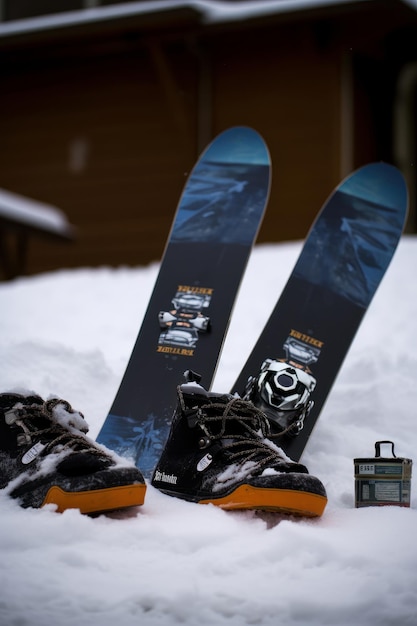 Snowboards op de skipiste Sneeuwtoerisme concept