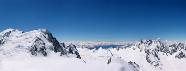 Snowcapped mountain peaks at Chamonix