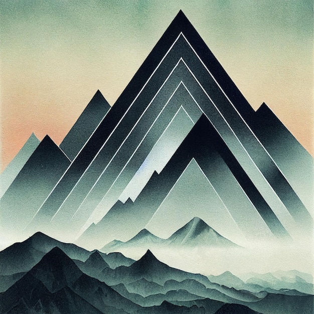 Фото Заснеженные горные вершины зимой цифровая иллюстрация