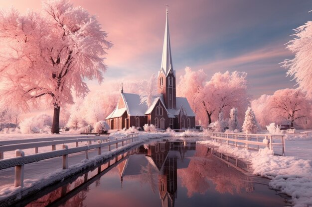 Snowcovered churches generative ai