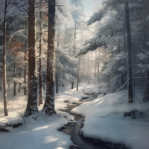 A snowcovered forest illustration