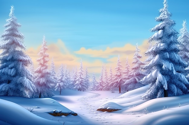 A snowcovered forest illustration