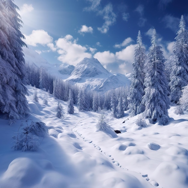 A snowcovered forest illustration