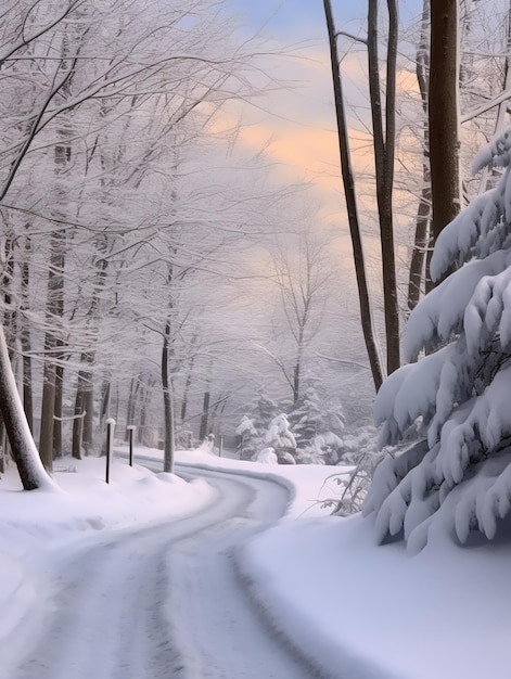 A snowcovered forest illustration