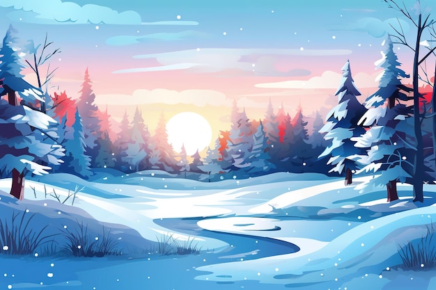 A snowcovered forest illustration