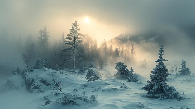 Photo snowcovered landscape under a gray sky background