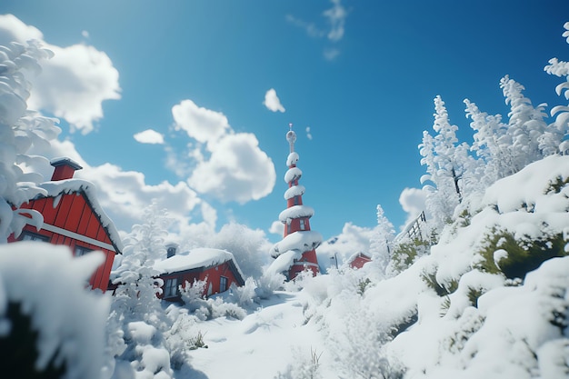 雪に覆われた灯台